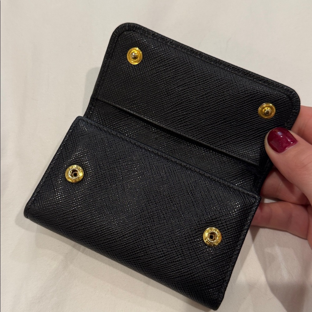 Prada Authentic Black Saffiano Leather Gold Key and Card Holder - Picture 6 of 9